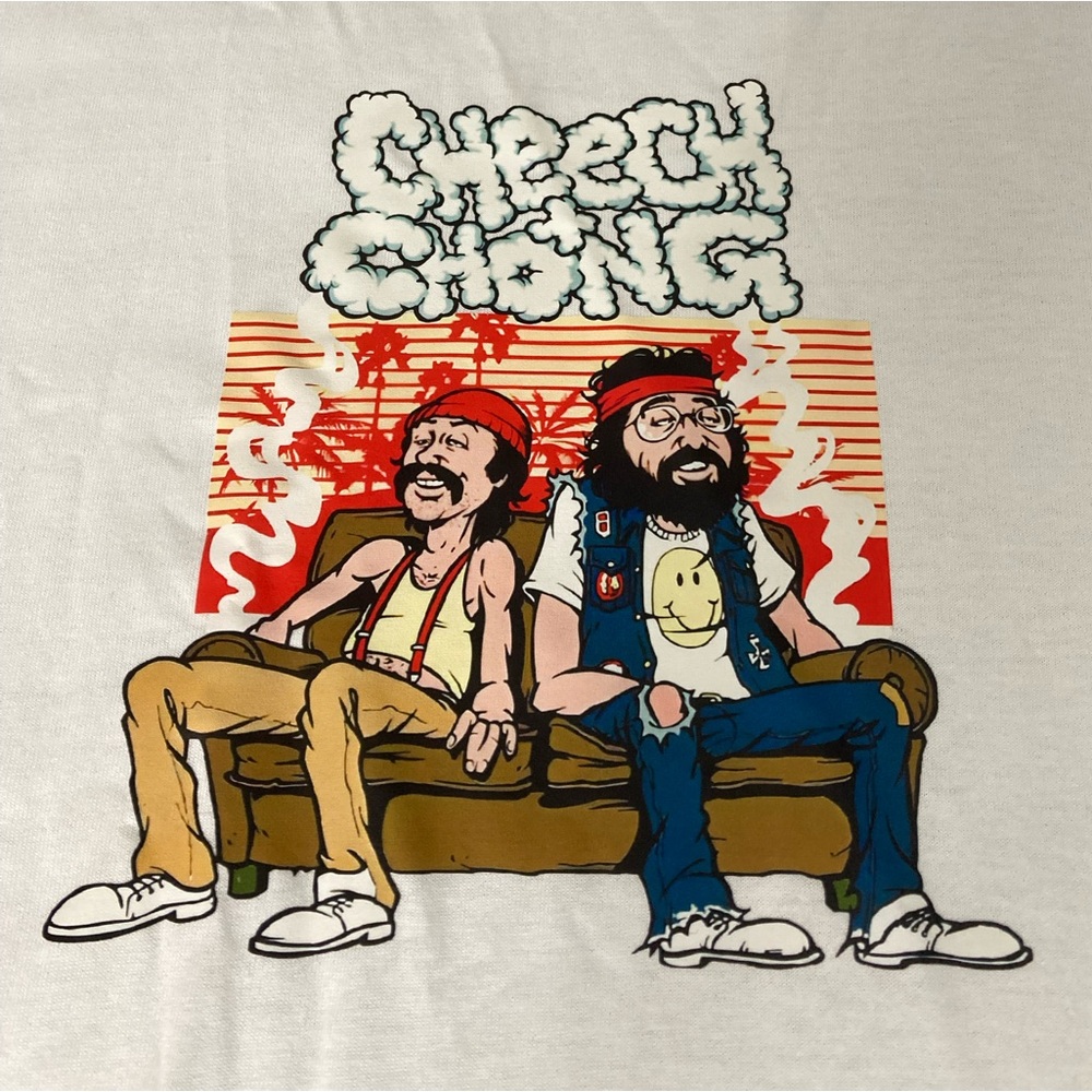 All Smoked Out | Cheech & Chong Couch Smoke and Chill Men’s White Tee NWT
